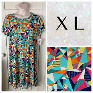 NWT LuLaRoe Carly Dress - Bright Mosaic Geometric